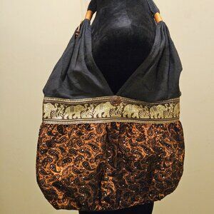 Beautiful Clouth Indian Elephant Beaded Hobo Bag